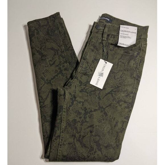 Calvin Klein Skinny Jeans High Rise Python Print 26 Cropped Ankle Stylish Snake - Picture 1 of 10